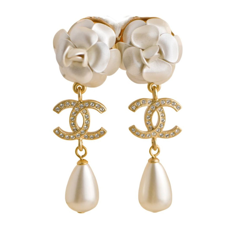 Chanel Faux Pearl  Drop Earrings