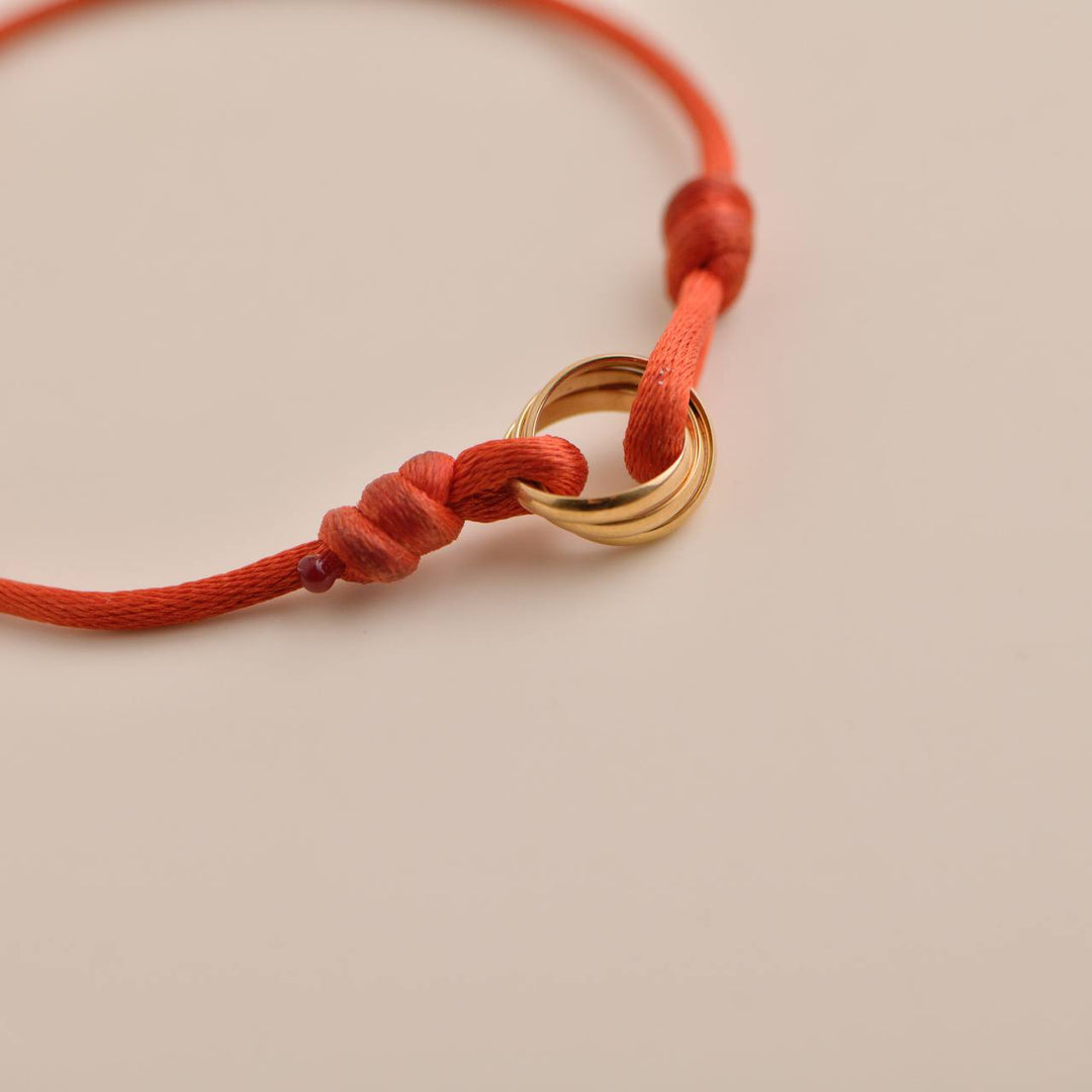 Cartier 18K Rose Gold Trinity Red Silk Cord Bracelet – Dandelion