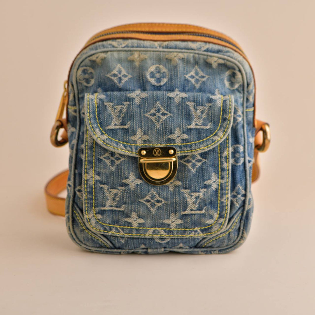 louis vuitton camera backpack Louis Vuitton Blue Monogram Denim Camera Bag – Dandelion Antiques