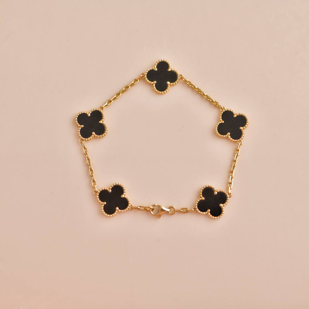 Van Cleef & Arpels Alhambra Onyx Yellow Gold Bracelet