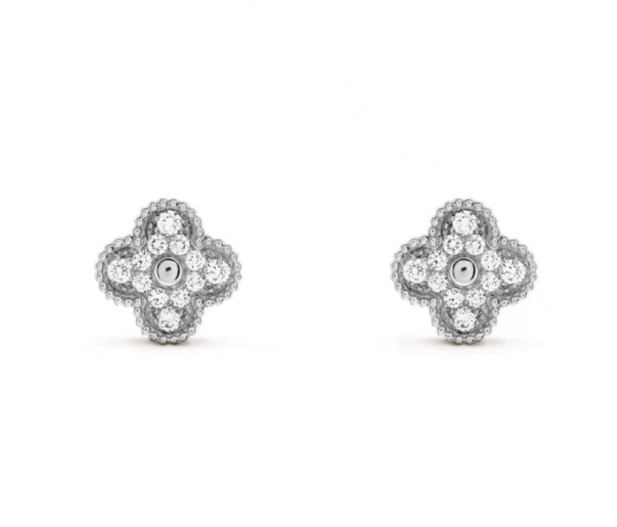 Van Cleef & Arpels Vintage Alhambra Diamond White Gold Earrings