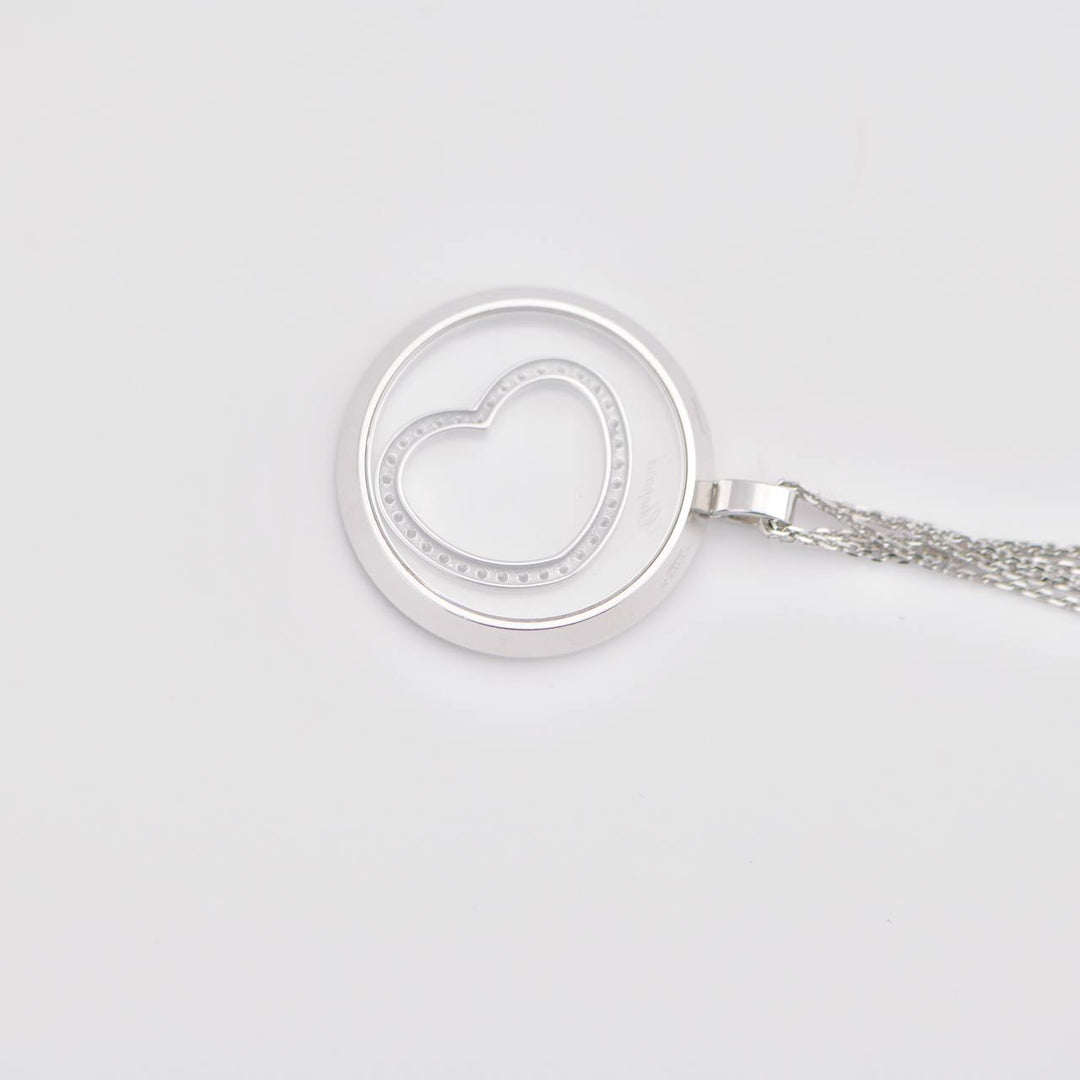 Chopard 18K White Gold Diamond Heart Pendant Necklace 