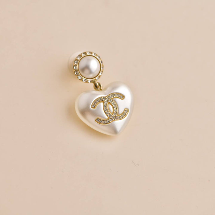 Chanel CC  Heart Drop Earrings Second Hand