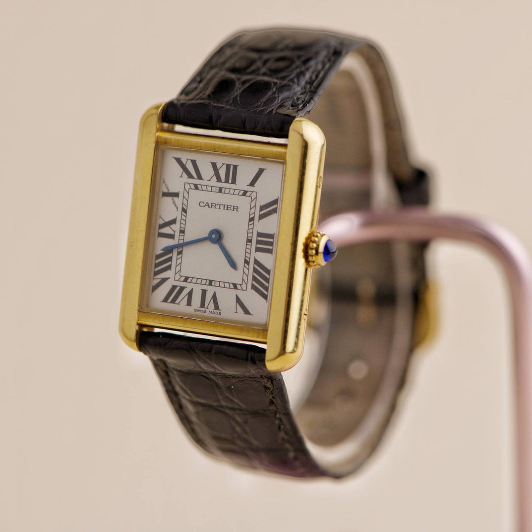 Cartier Tank Solo 18K Yellow Gold Steel Watch 