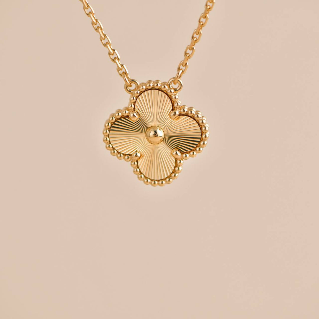 Van Cleef & Arpels Vintage Alhambra Guilloché 18K yellow gold  Necklace Second Hand