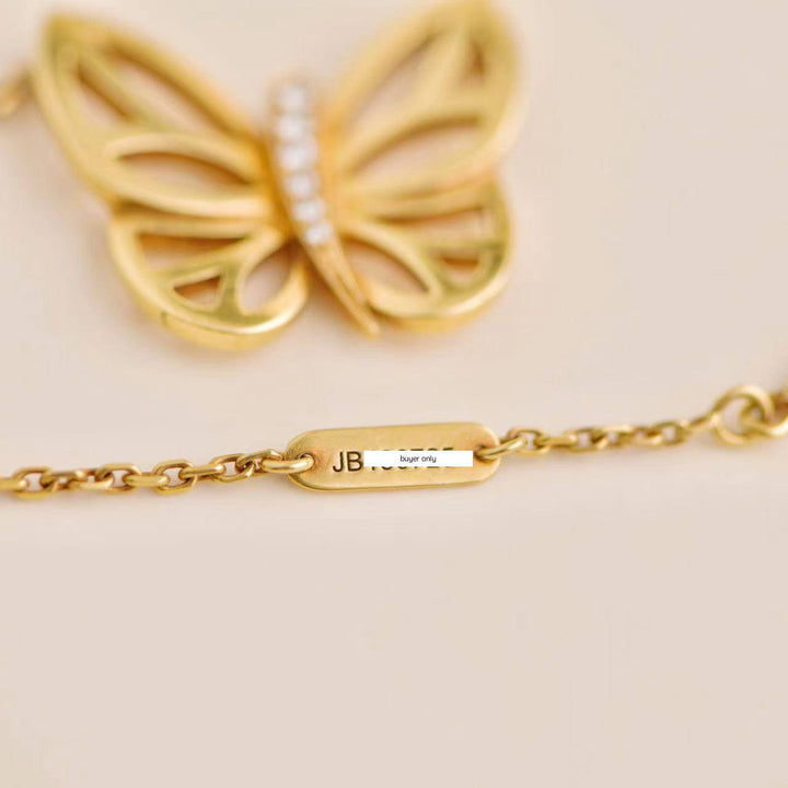 Van Cleef & Arpels 18K Yellow Gold Diamond Butterfly Pendant for Sale