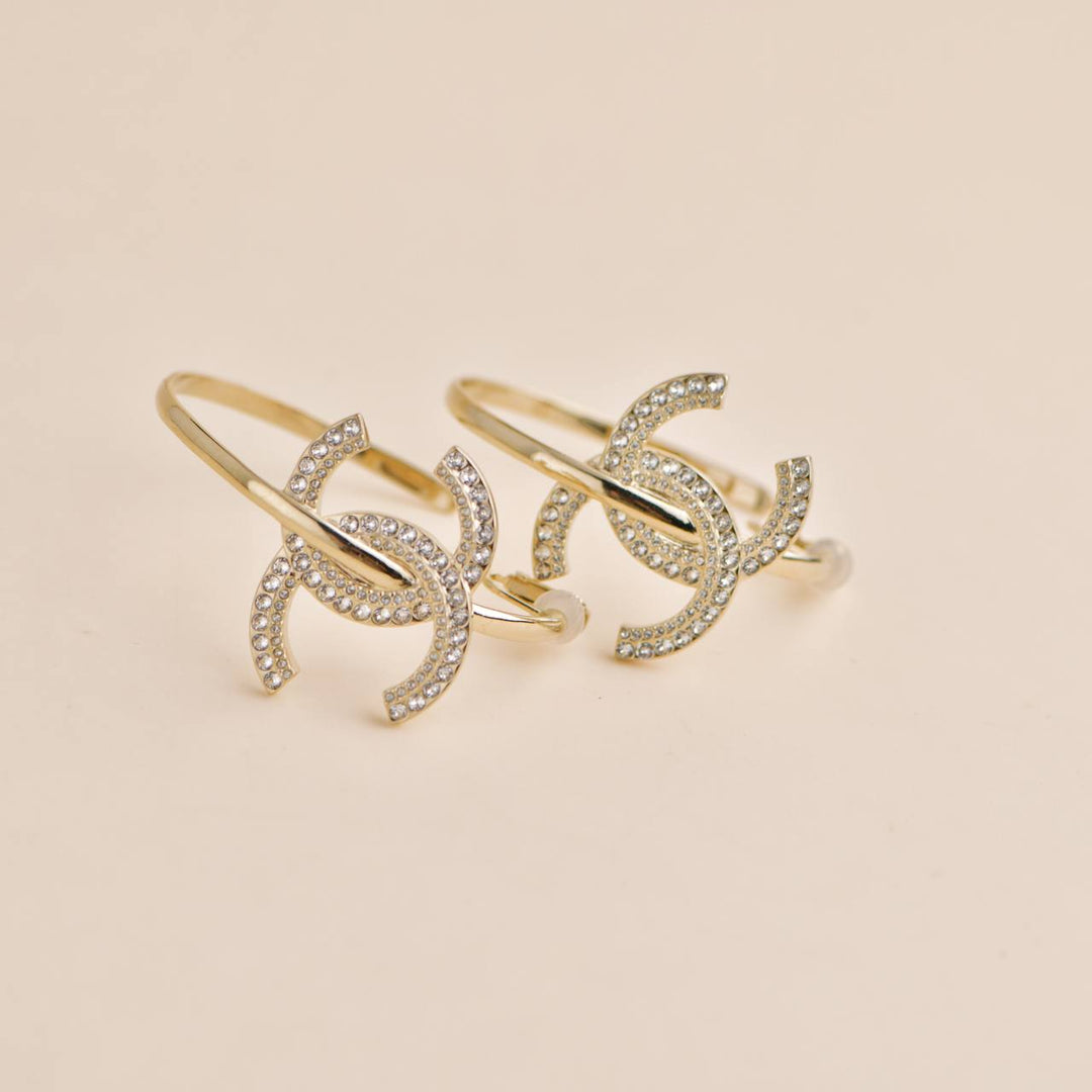 Chanel CC Crystal Hoop Earrings for Sale