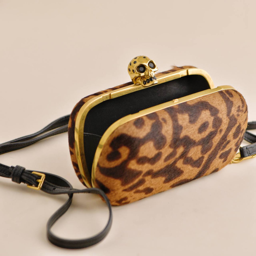 ALEXANDER MCQUEEN Leopard Print Skull Box Clutch Bag for Sale