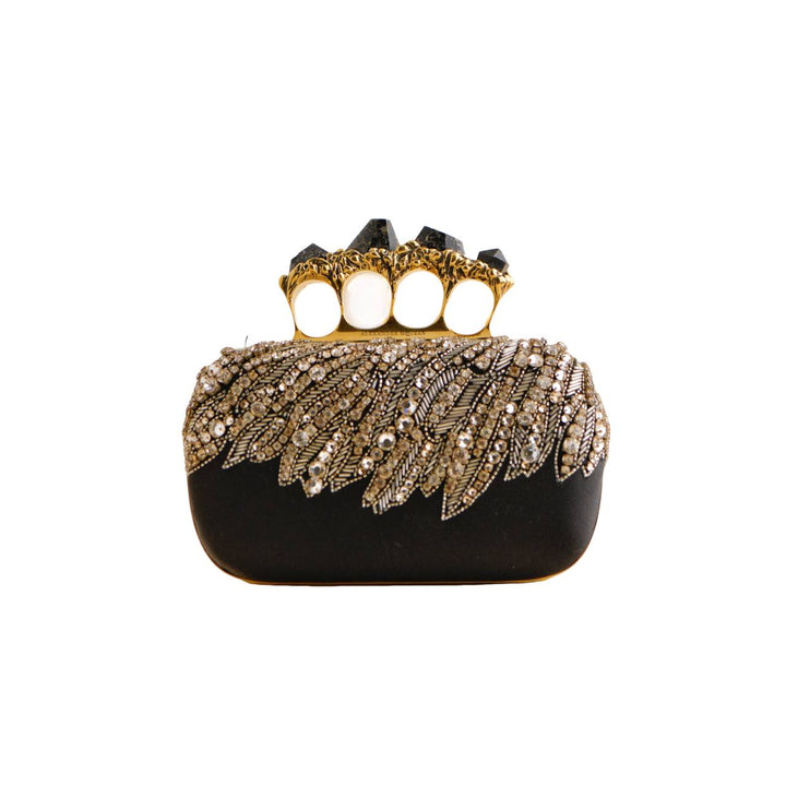 Alexander McQueen Embellished Satin Knuckle Clutch Bag