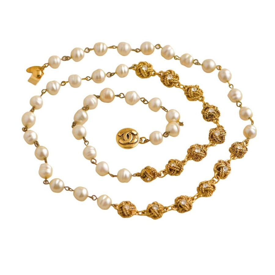 Chanel CC Faux Pearl Long Necklace
