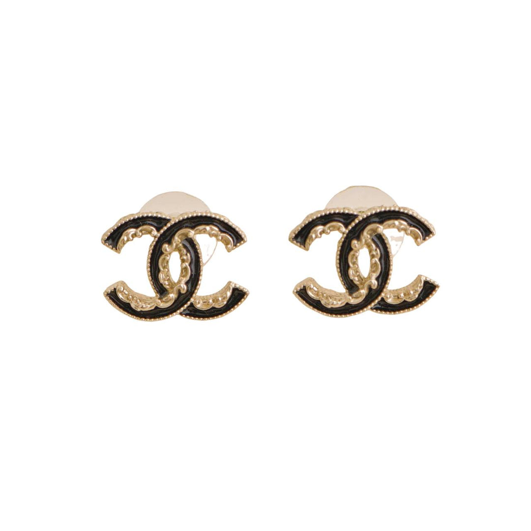 Pre-loved Chanel CC Black Enamel Earrings