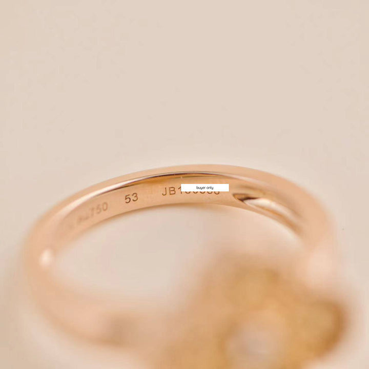 Van Cleef & Arpels Vintage Alhambra Rose Gold Diamond Hammered Ring 