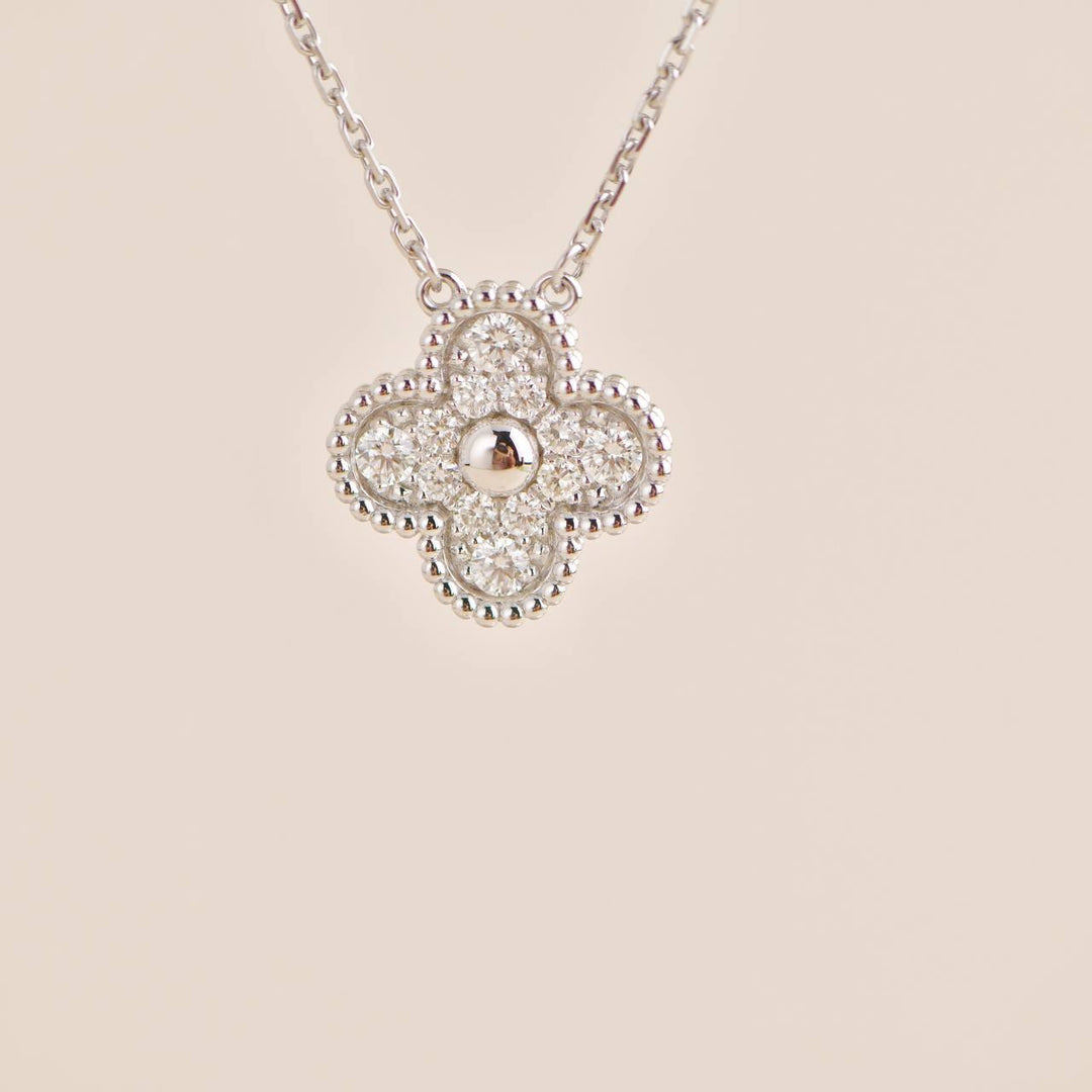 Van Cleef & Arpels Vintage Alhambra  Diamond  Necklace Second Hand