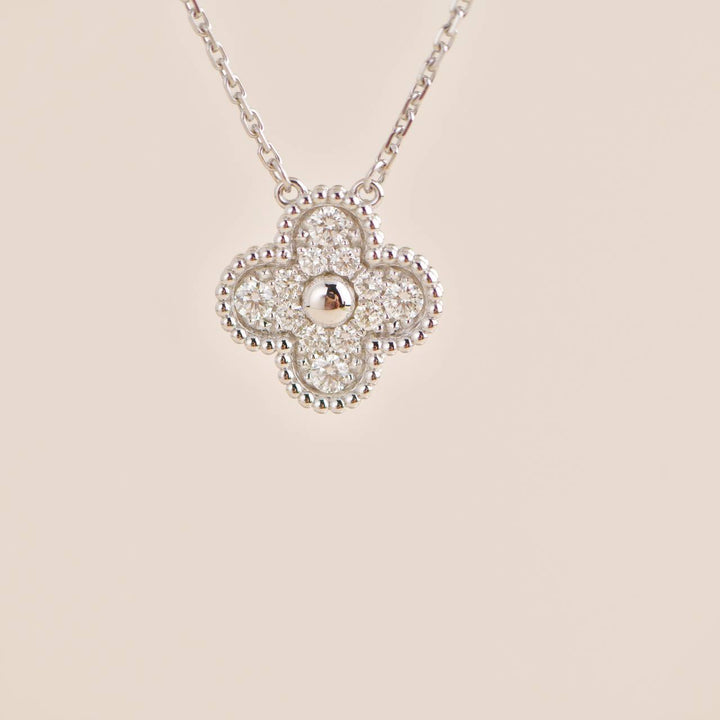 Van Cleef & Arpels Vintage Alhambra  Diamond  Necklace Second Hand