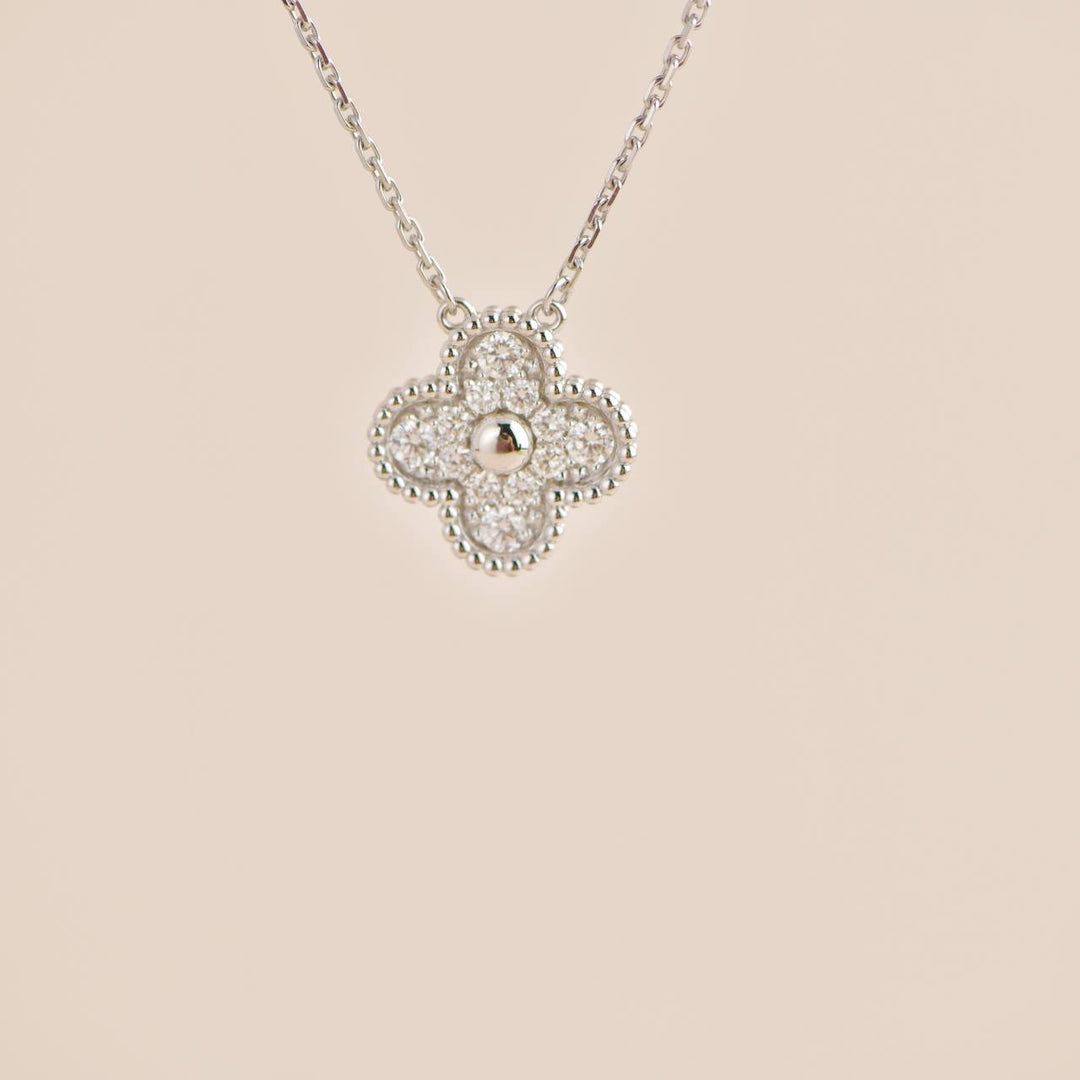 Van Cleef Arpels Vintage Alhambra White Gold Diamond Paved