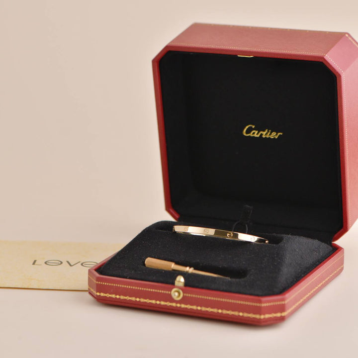 Pre-owned Cartier Love Bracelet Small Model 18K Yellow Gold Size 16