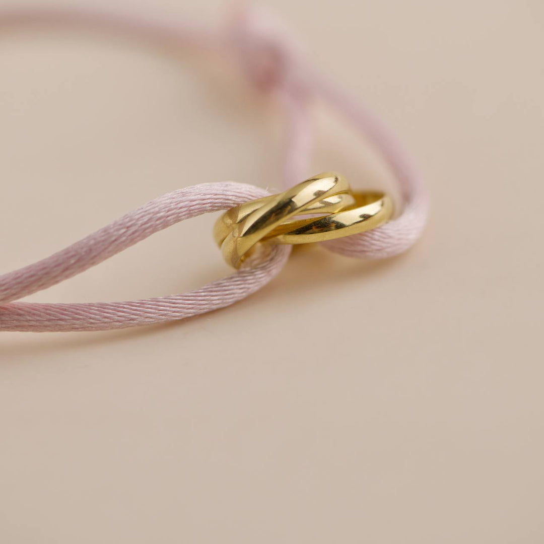 Pre-owned Cartier 18K Yellow Gold Trinity Pink Cord Bracelet