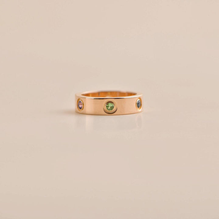 Second Hand Cartier Love Rainbow Multigem Rose Gold Ring Size 55