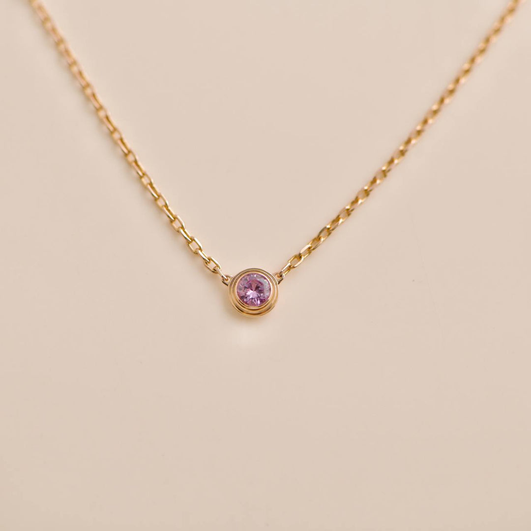 Pre-owned Cartier D'AMOUR 18K Rose Gold Pink Sapphire Pendant Necklace