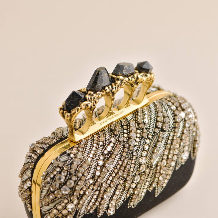 Alexander McQueen Embellished Satin Knuckle Clutch Bag Second Hand