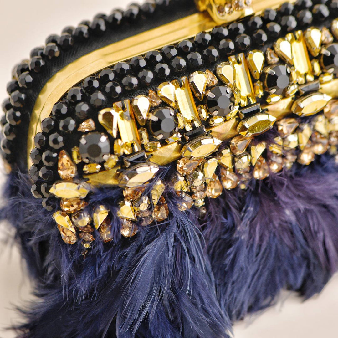 Alexander McQueen Feather-Fringe Skull Clutch Bag Preowned