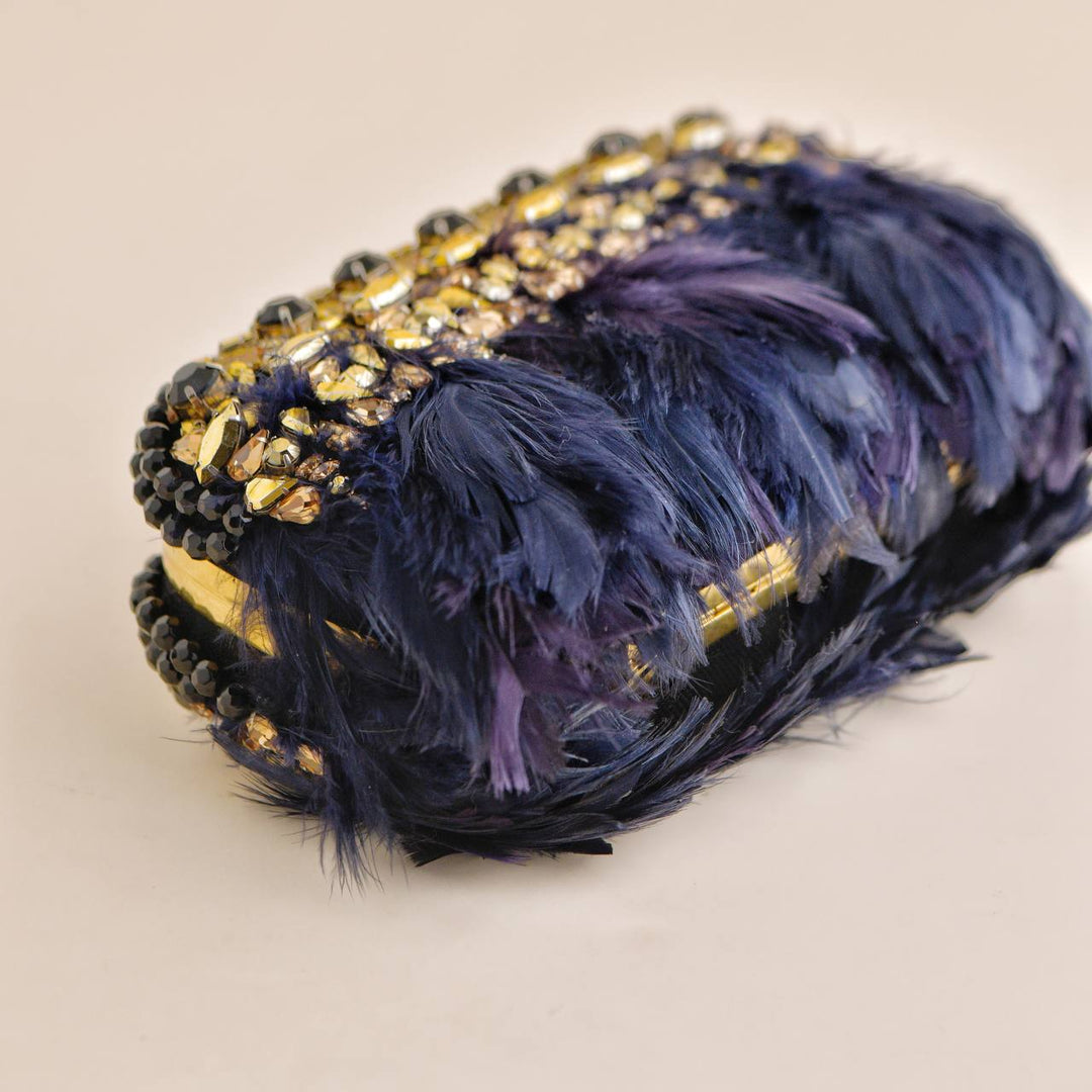 Alexander McQueen Feather-Fringe Skull Clutch Bag