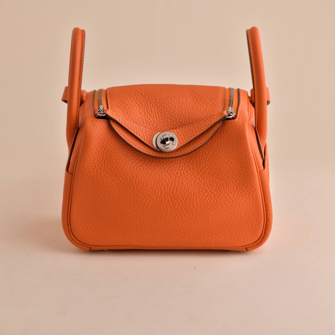 Hermès Clemence Mini Lindy 20 Orange  Handbag Second Hand
