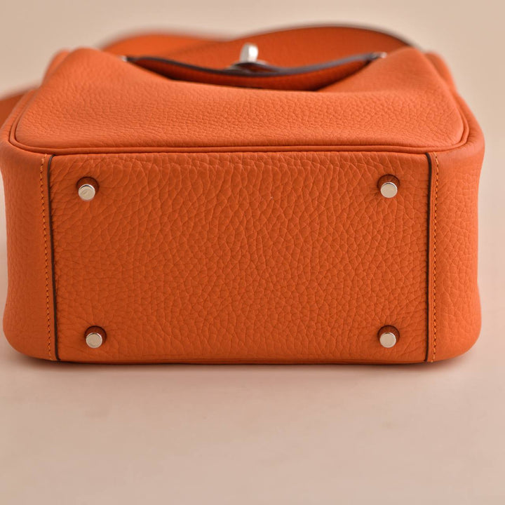 Hermès Clemence Mini Lindy 20 Orange Handbag Preowned