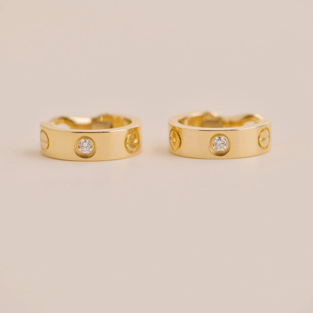 Second Hand Cartier LOVE 18K Yellow Gold Diamond Earrings