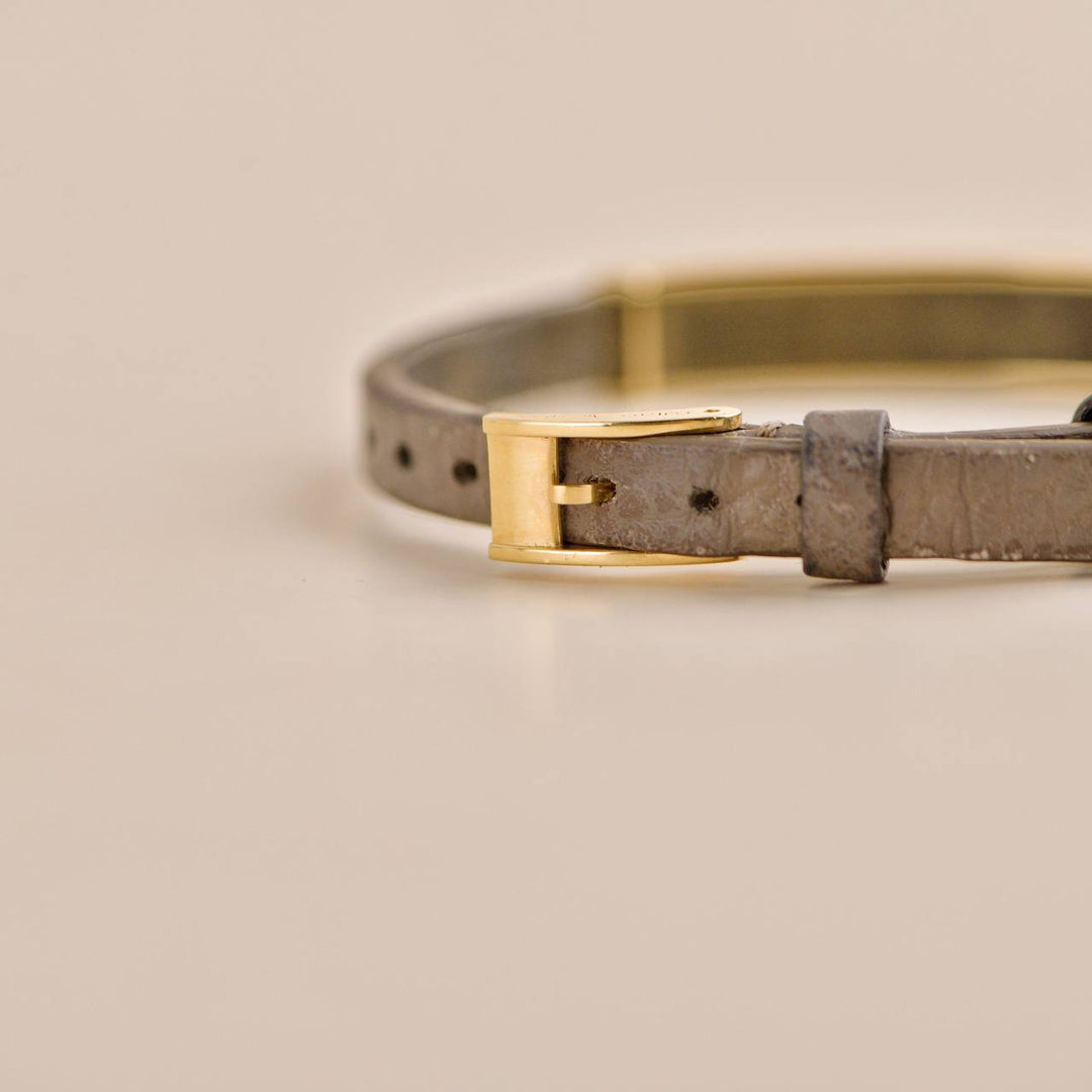 Cartier Love 18k Yellow Gold Slide Bar Brown Leather Bracelet