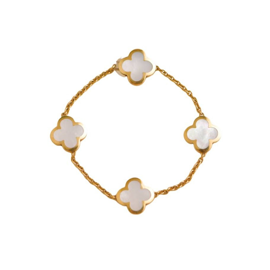 Pre-loved Van Cleef & Arpels Pure Alhambra Mother-of-Pearl Yellow Gold Bracelet