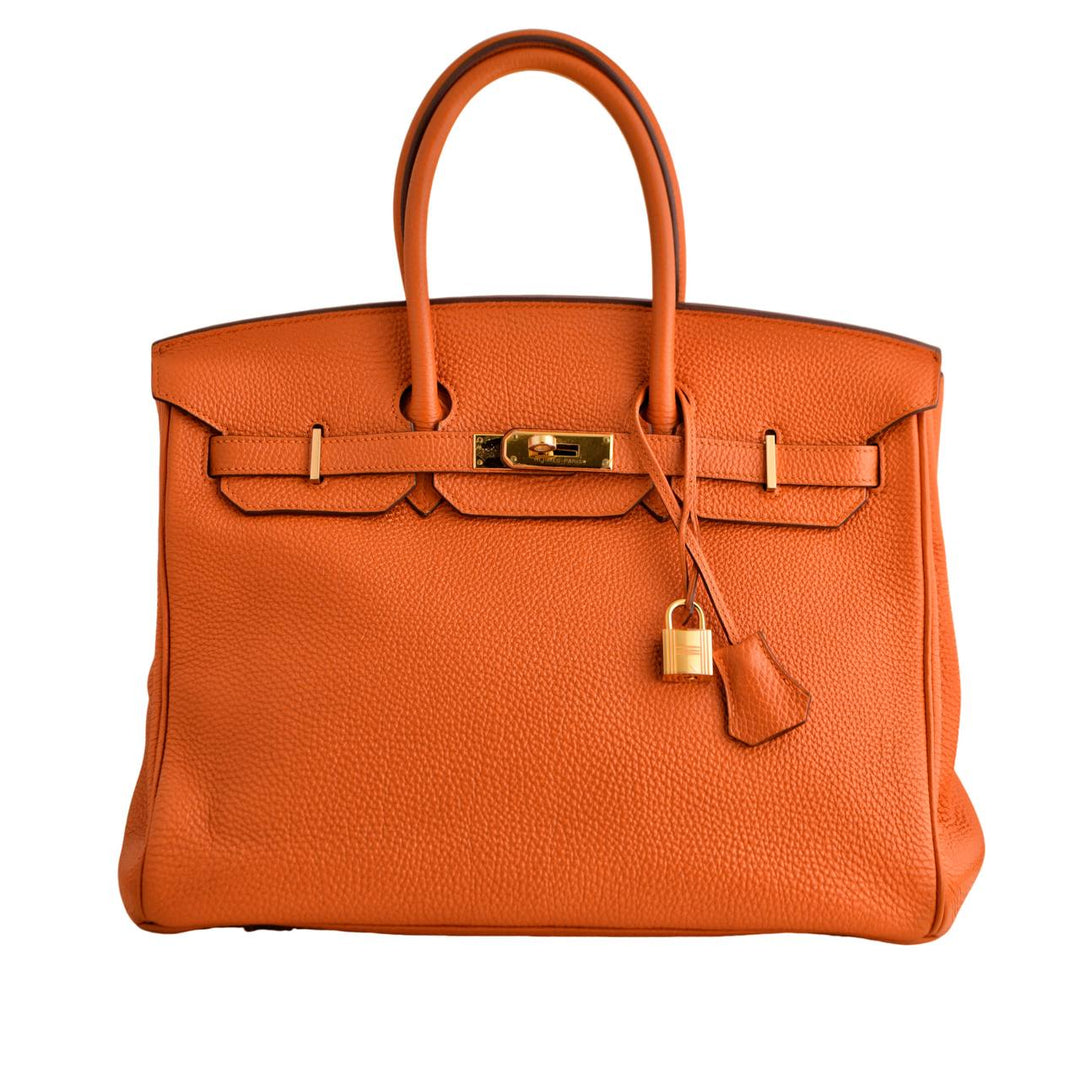 Pre-loved Hermès Birkin 35 Orange Togo Leather Gold Hardware