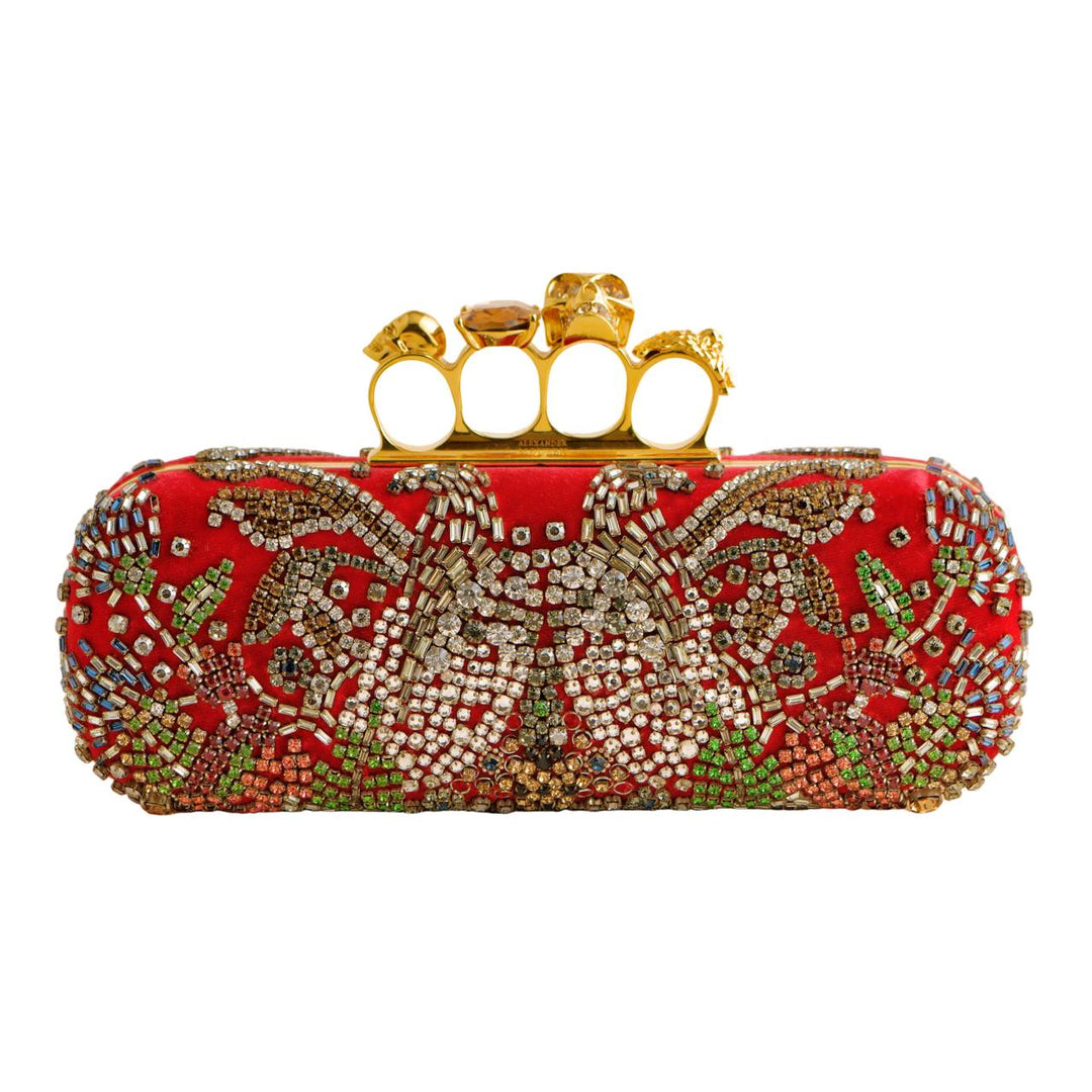 Pre-loved Alexander McQueen Embroidered Knuckle Clutch Bag