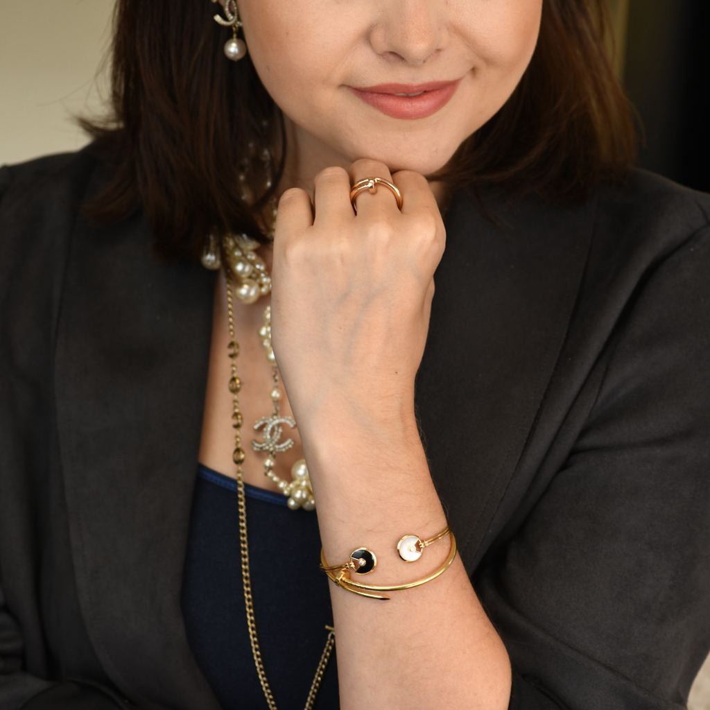 Full Set Authentic Used Cartier JUC small model bracelet crafted in 18K yellow gold size 16