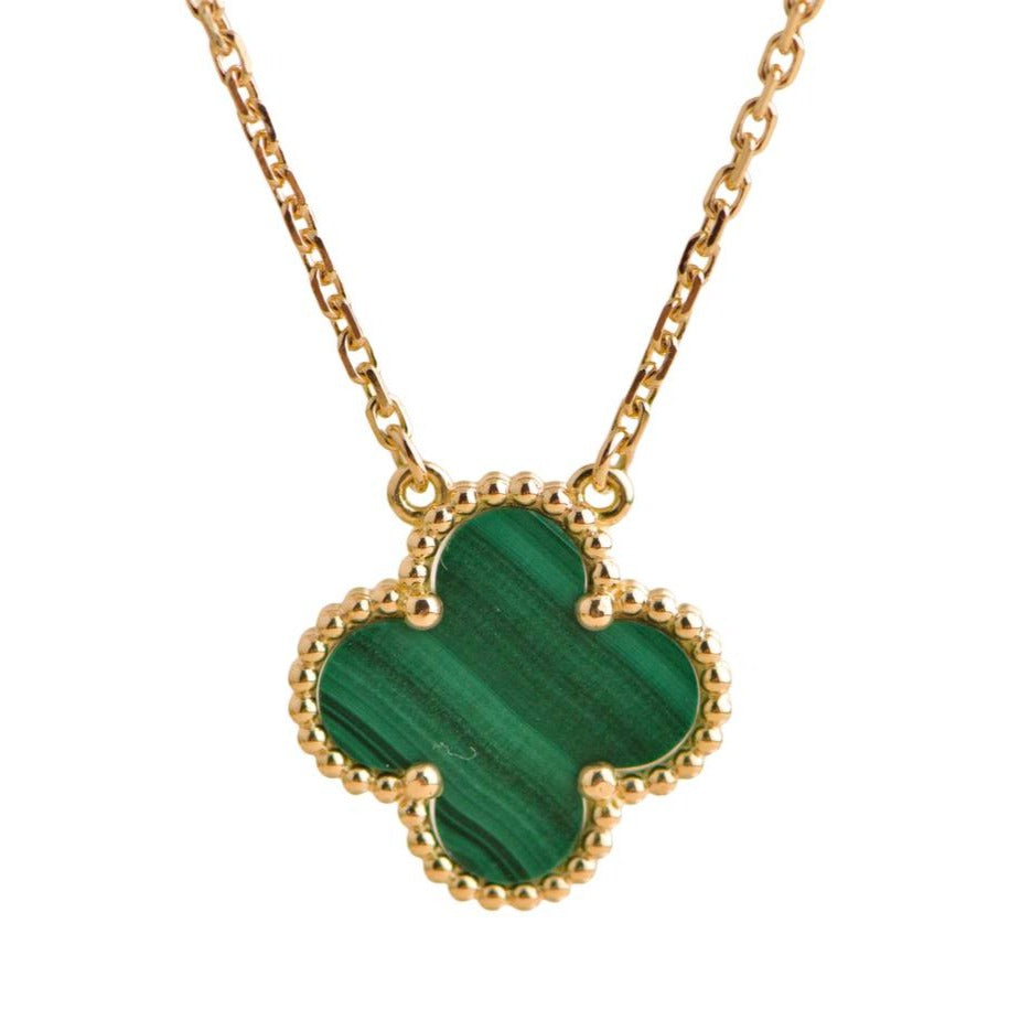Pre-loved Van Cleef & Arpels Vintage Alhambra Malachite Yellow Gold Pendant Necklace