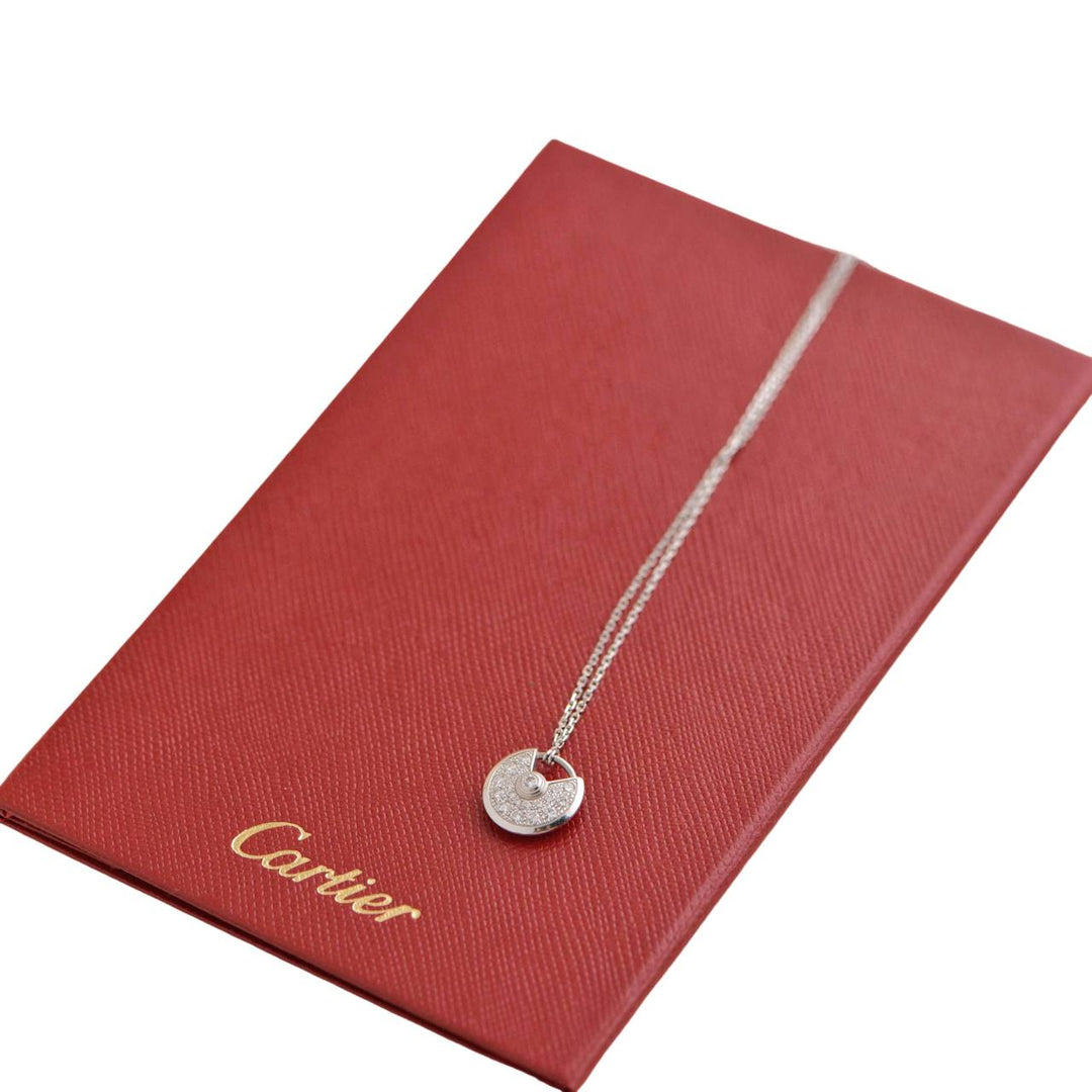 Pre-loved Cartier Amulette de 18K White Gold Diamond Necklace