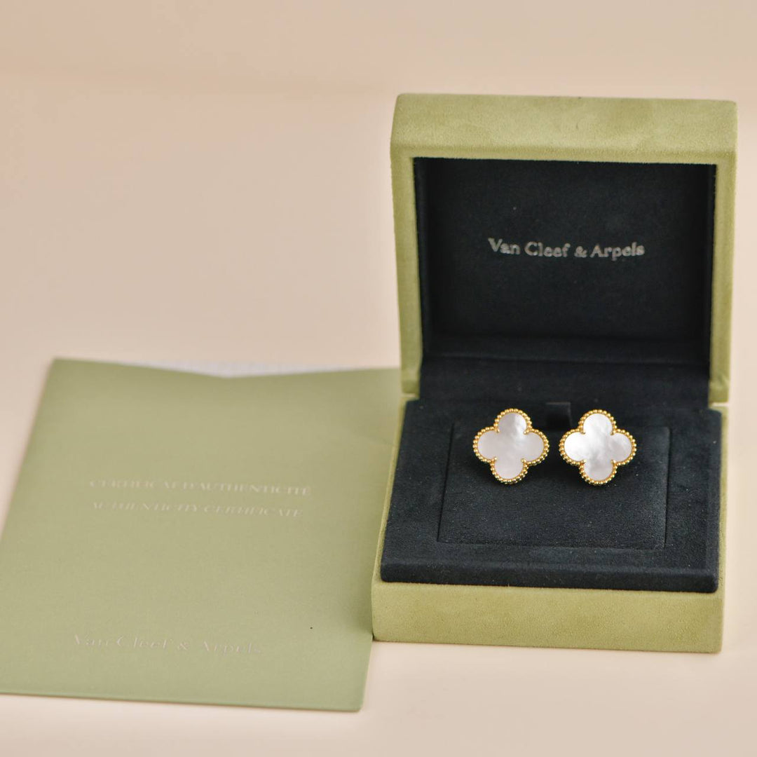 Van Cleef & Arpels Magic Alhambra Mother-of-Pearl 18K Yellow Gold Earrings
