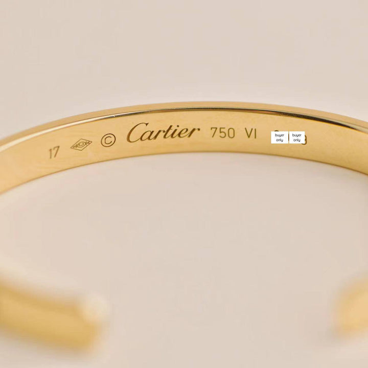 preowned cartier yellow gold love bangle bracelet size 17