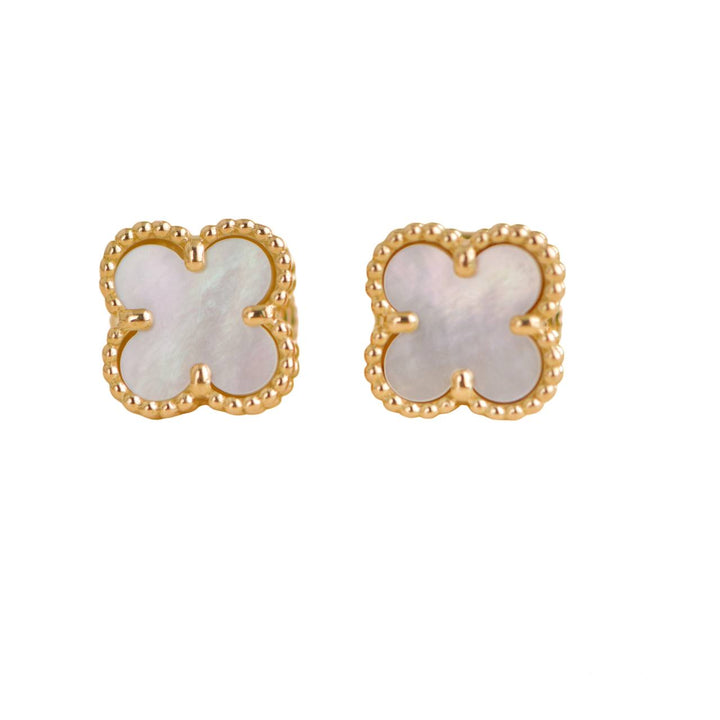 Pre-loved Van Cleef & Arpels Sweet Alhambra Mother of Pearl Yellow Gold Earrings