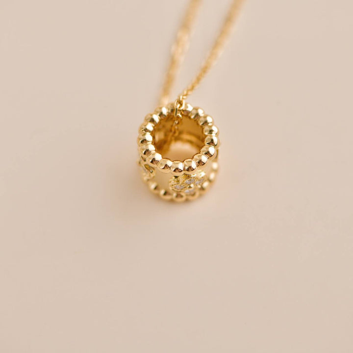 Pre-owned Van Cleef Perlée Diamond Flower 18K Yellow Gold Pendant Necklace