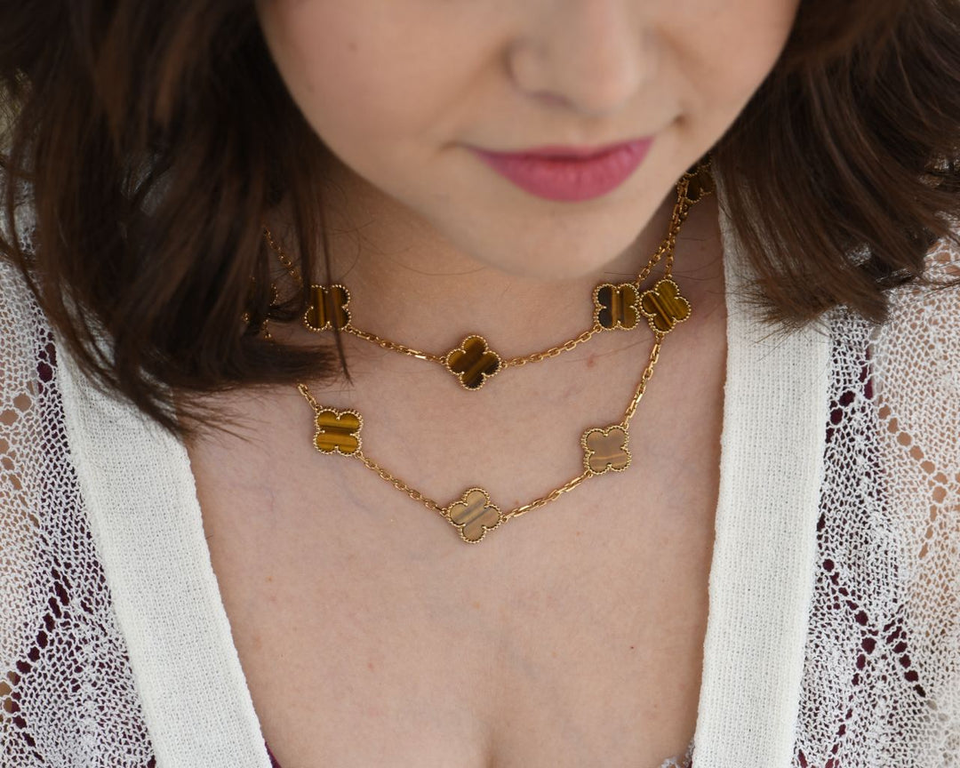 Long Necklace Tiger Eye Van Cleef Necklace Van Cleef Arpels 18k