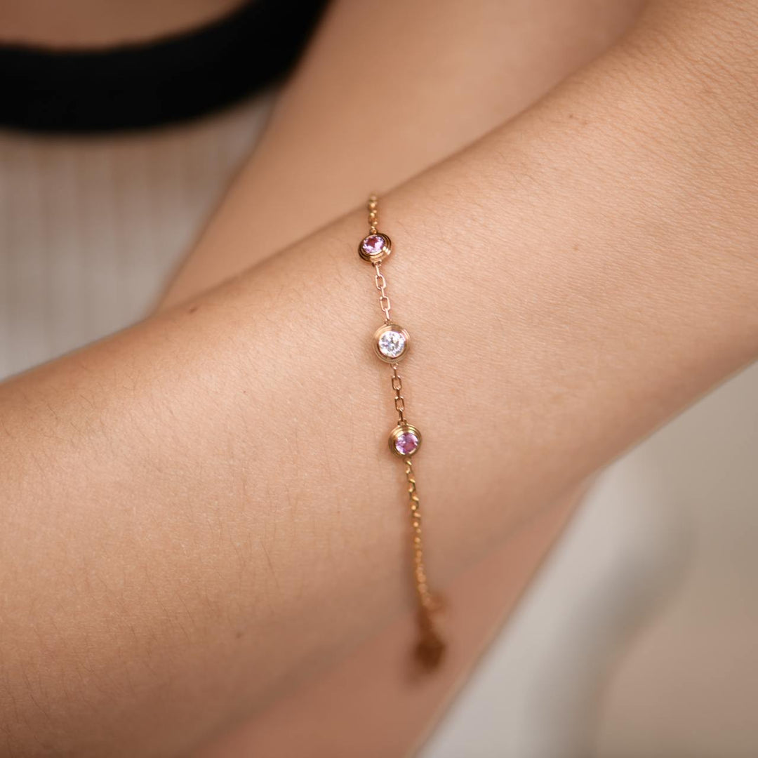 Preowned Cartier Légers Diamond Pink Sapphire 18K Rose Gold Bracelet