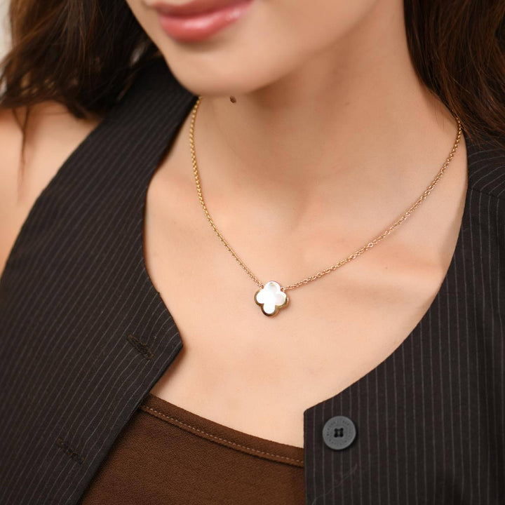Preloved Van Cleef & Arpels Pure Alhambra Mother of Pearl 18K Yellow Gold Pendant Necklace