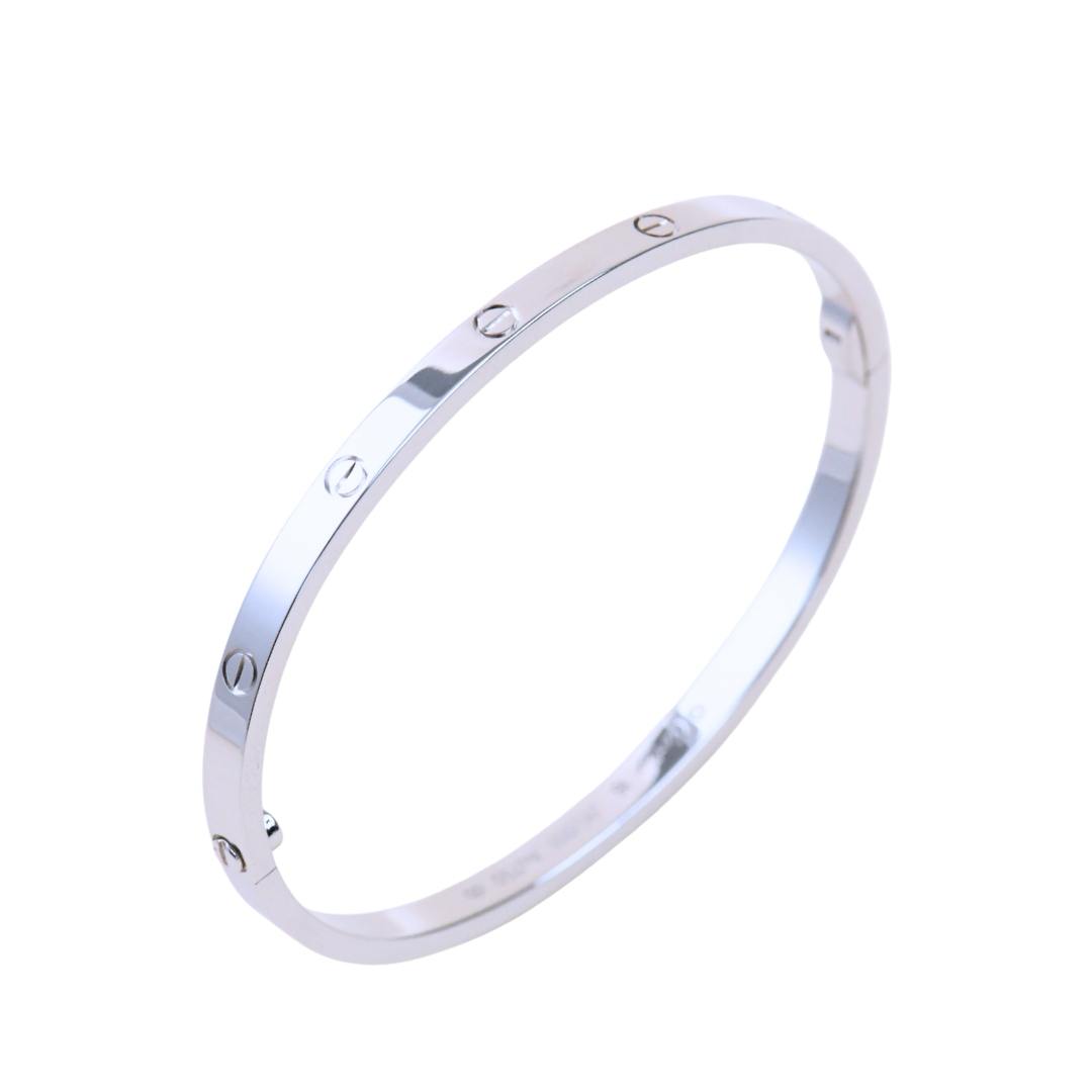 Preloved Cartier Love 18K White Gold Small Model Bracelet Size 16
