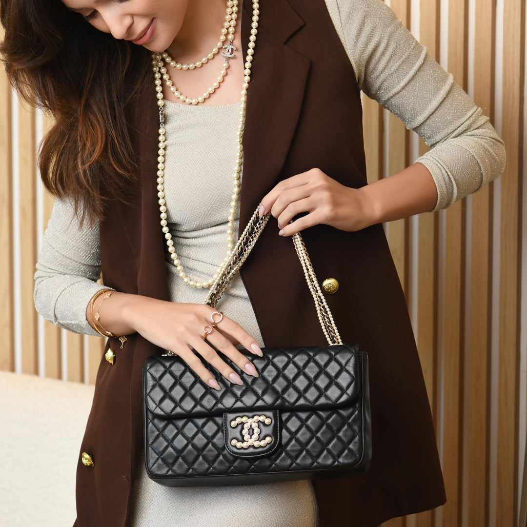Chanel Matelasse Westminster Leather Faux Pearl Chain Shoulder Bag