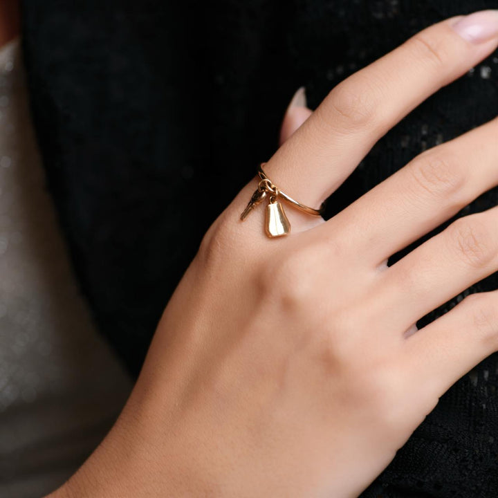 Hermès Kelly Clochette 18K Rose Gold Ring Size 54