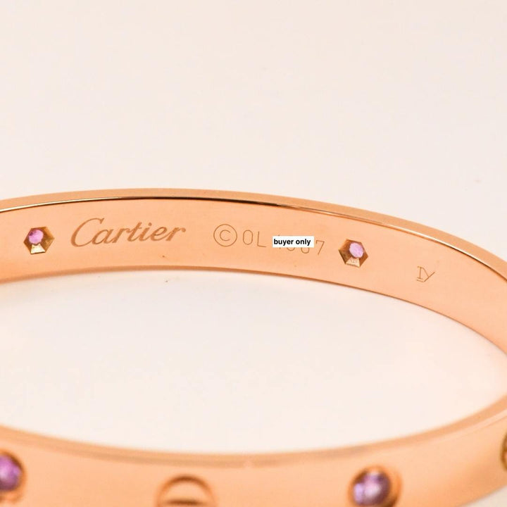 Used Cartier Love 4 Pink Sapphire 18k Rose Gold Bracelet 