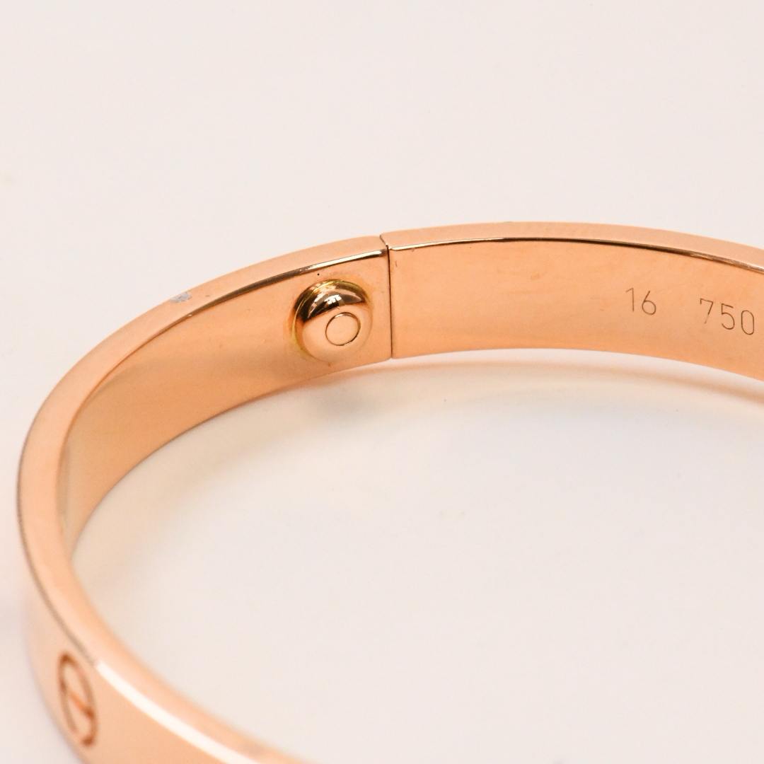 Used Cartier Love 4 Pink Sapphire 18k Rose Gold Bracelet 