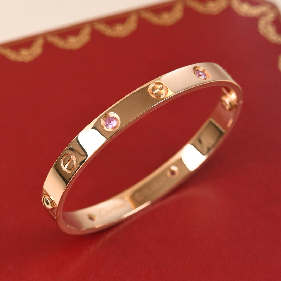 Preowned Cartier Love Pink Sapphire Bracelet 