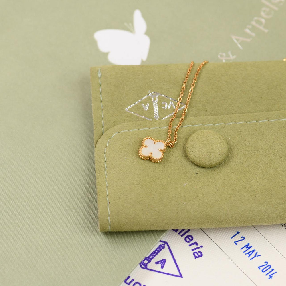 Preowned Van Cleef & Arpels Sweet Alhambra Mother of Pearl 18K Yellow Gold Pendant Necklace